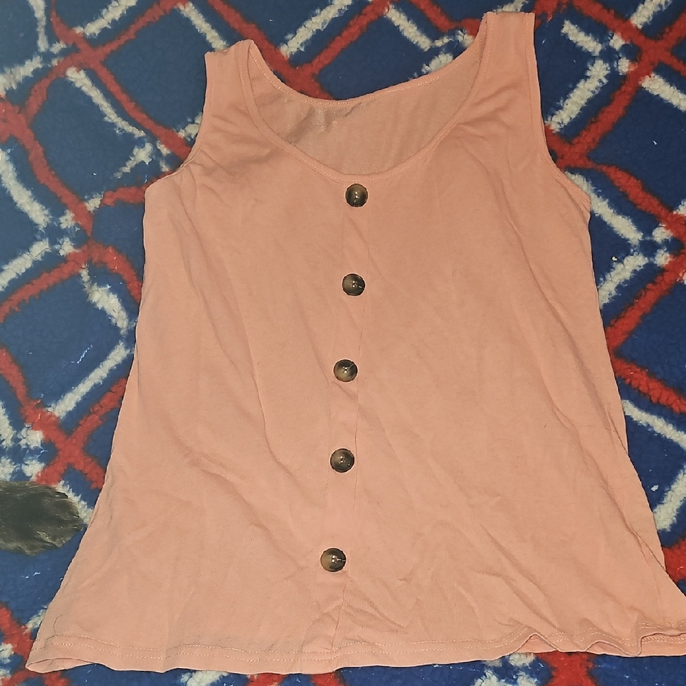 SHEIN Pink Button-Front Tank Top